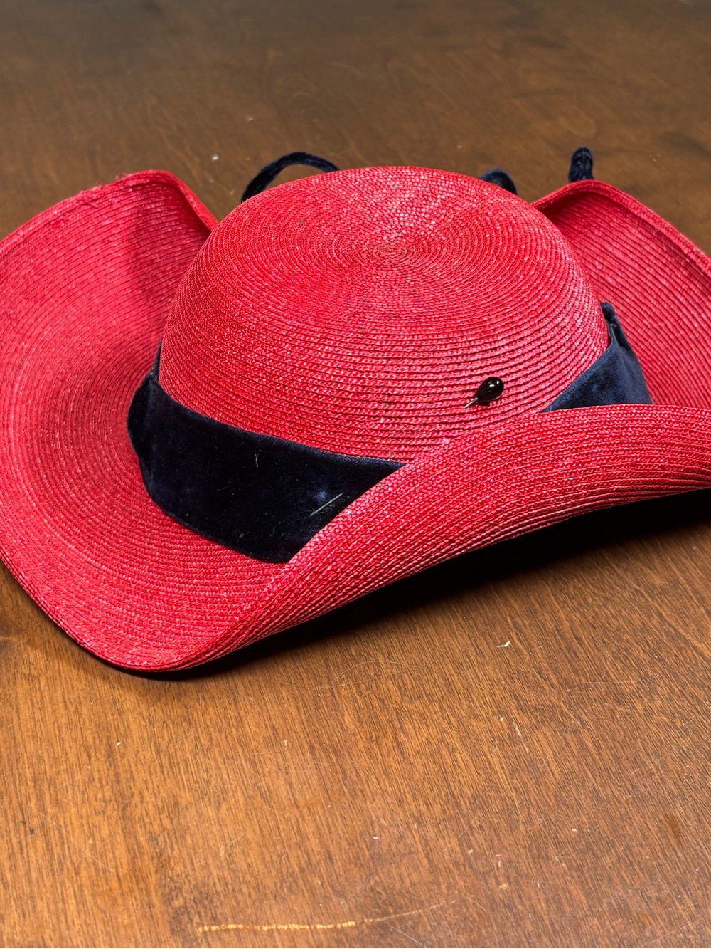 Red Straw Statement Hat - Picture 3 of 5